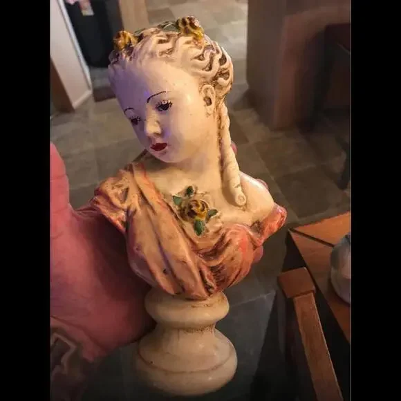 Antique Chalkware Busts on Pedestals